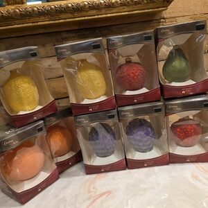 Holiday Lane Glass Fruit Ornaments Set
